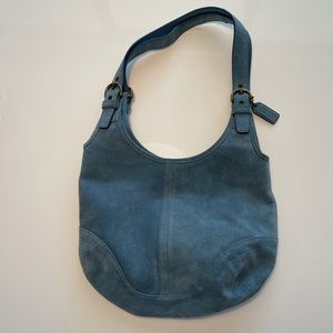 Like New- Blue suede Coach hobo style handbag